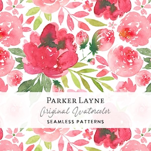 Motivo floreale rosa senza soluzione di continuità, Chateaucore Shabby Chic, Coquette Urban Gardener, Peonie e rose, Fiori di campagna dipinti a mano, Parker Layne