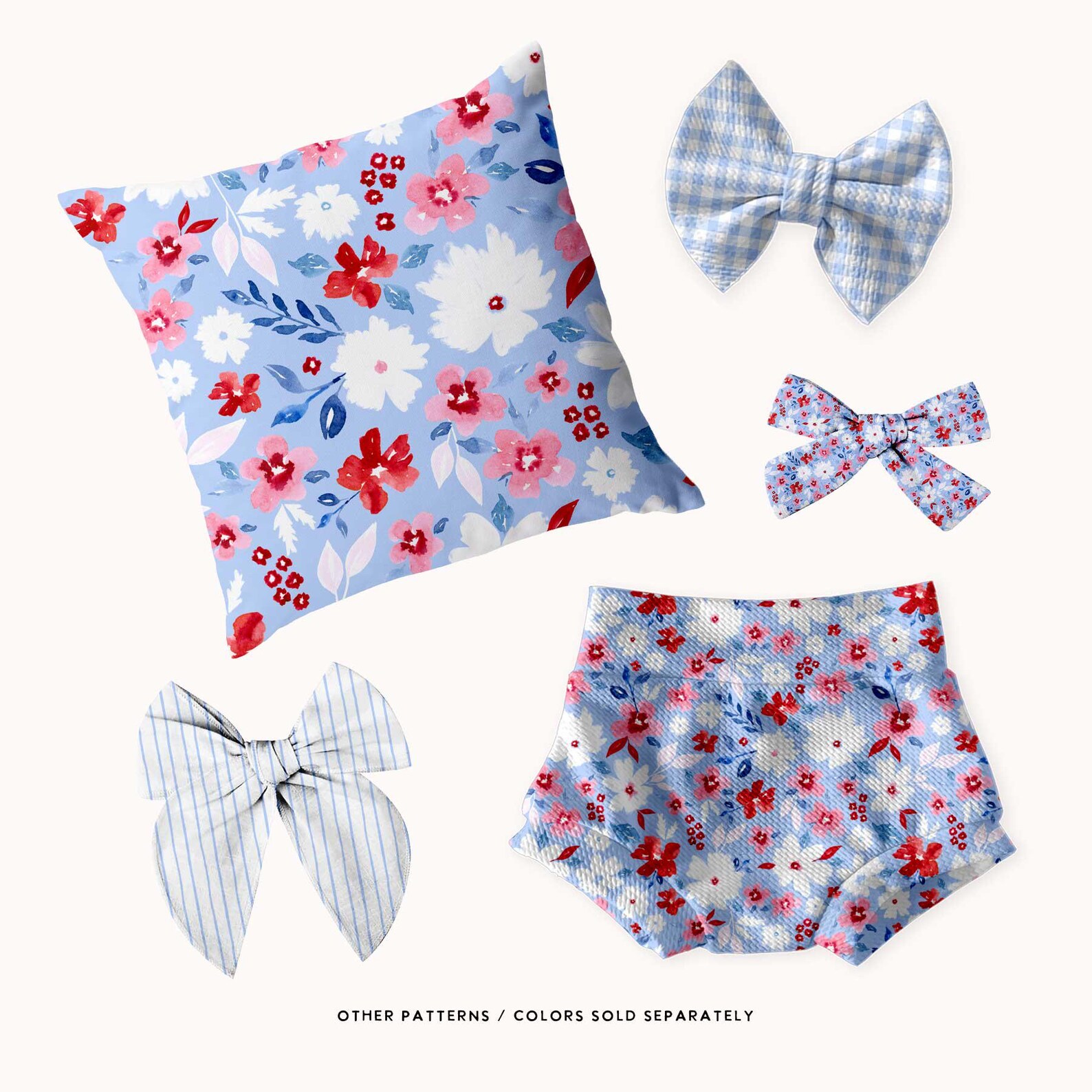 4th of July Ditsy Floral Seamless Pattern: Red, White & Blue Watercolor ...