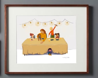 Jesus having snacks with children