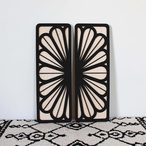 Petal Rays Panels | Floral Wood Wall Hanging (Set of 2)