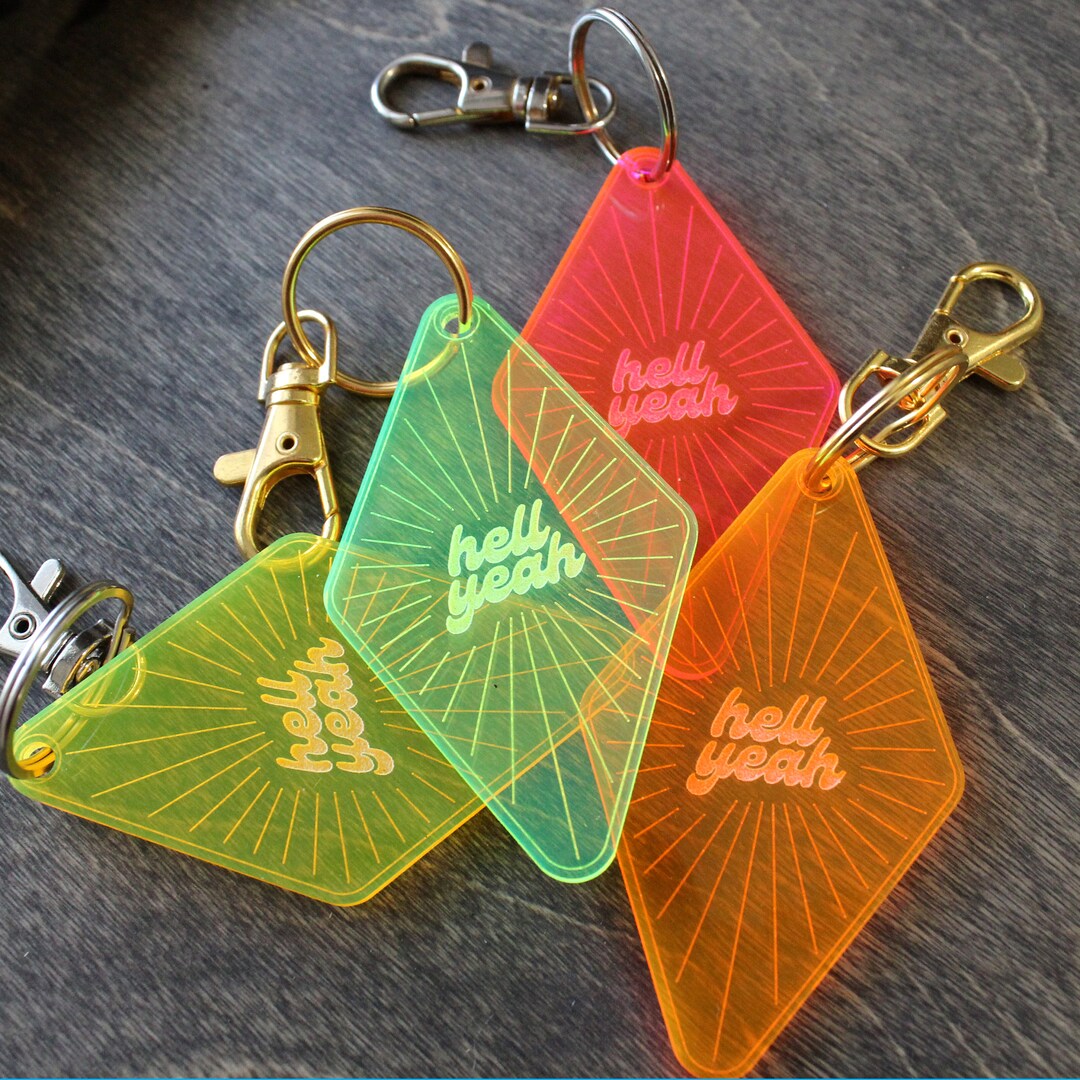 Hell Yeah Keychain Neon Swear Words Keychain Etsy