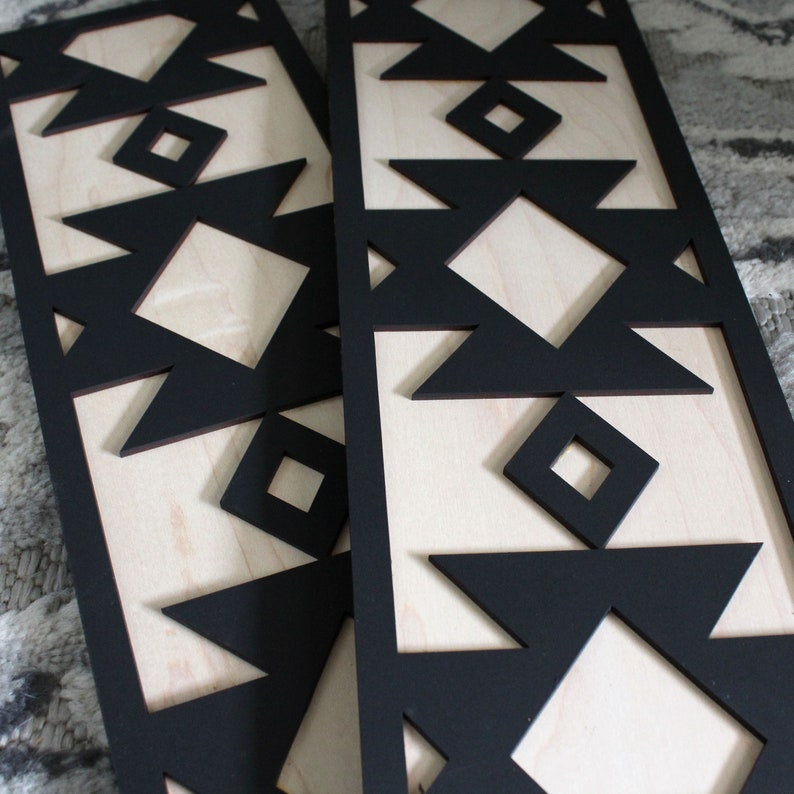 Southwestern Panels Aztec Wood Wall Hanging set of 2 Etsy