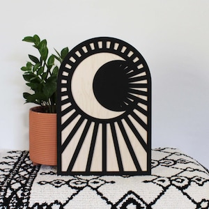 Mond Bogen Holzschild |  Mond Wand Kunst hängen