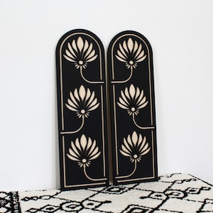 Wild Lotus Arch Panels (Set of 2) | Wood Wall Hangings