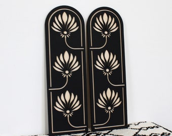 Wild Lotus Arch Panels (Set of 2) | Wood Wall Hangings