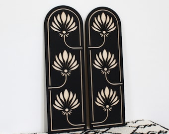 Wild Lotus Arch Panels (Set of 2) | Wood Wall Hangings