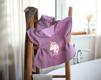 Bath poncho with unicorn | personalized | as a gift