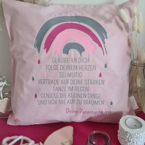 Kissen zur Kommunion Regenbogen personalisiert als Geschenk 100% Baumwolle Bild 9