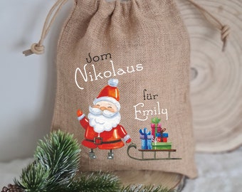 Jute Säckchen zu Nikolaus o. Weihnachten personalisiert