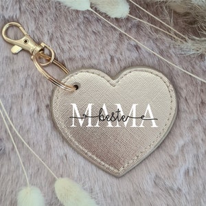 Keychain Best Mom | personalized | heart with name | rose gold |