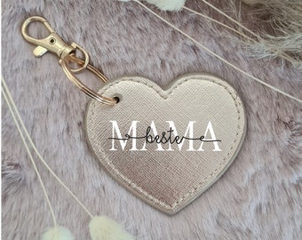 Porte-clés meilleure maman | personnalisé | coeur avec nom | or rose |