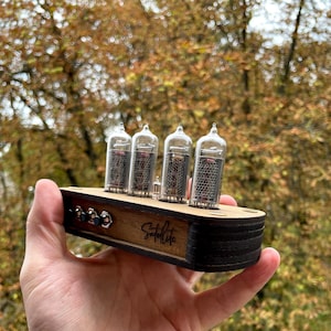 Nixie Tube Clock IN-14 Retro Vintage. Oak enclosure. UPS Fast Shipping Worldwide!