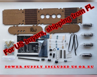 Nixie Clock Kit IN14 Gofra (With tubes) and Wooden Enclosure. Fast Shipping Worldwide!