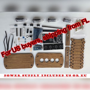 Nixie Clock Kit IN14 (With tubes) and Wooden Enclosure. UPS Fast Shipping Worldwide!