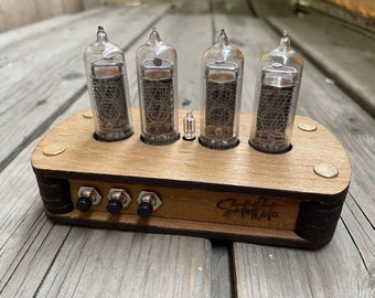 Nixie Tube Clock IN-14 Retro Vintage. Oak enclosure. Fast Shipping Worldwide!