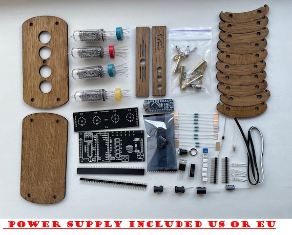Nixie Clock Kit IN14 (With NEW Tubes, NEVER Used) and Wooden Enclosure.