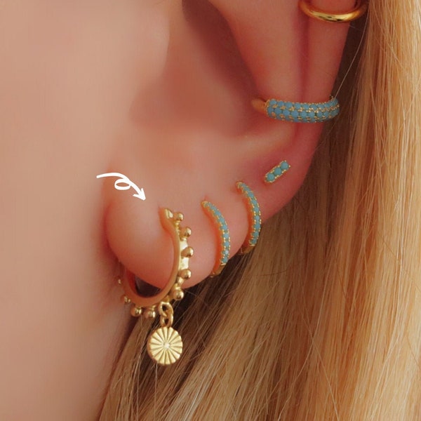 coin hoops, boho earrings, Coin earring, gold earrings, gold huggies, drop earrings, gold hoop earrings, Charm huggies, dainty hoops