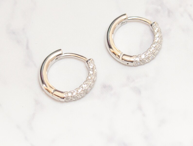 925 earrings chunky hoops silver gold huggies silver | Etsy