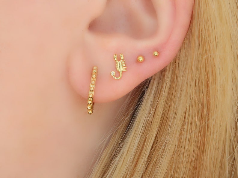 925 earrings minimal dainty stud earrings gold stud earrings pave studs scorpio cz studs scorpio studs delicate edgy gold studs