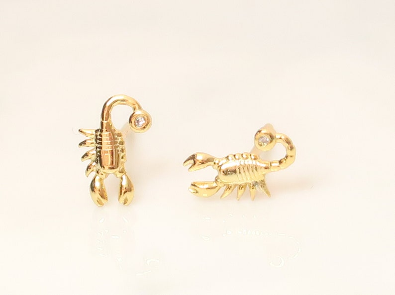 925 earrings minimal dainty stud earrings gold stud earrings pave studs scorpio cz studs scorpio studs delicate edgy gold studs