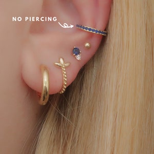 925 earrings, gold hoop earrings, ear cuff, rainbow, gold earcuff, turquoise, emerald green, pink, sapphire, no piercing, open hoops, dainty