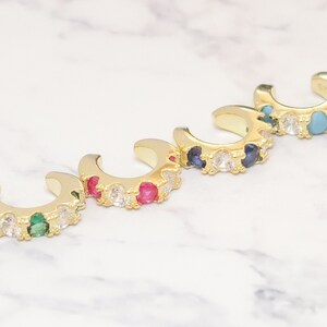 Brincos 925, EARCUFF grosso, earcuff dourado, safira, turquesa, rosa, verde esmeralda, ajustável, cartilagem, sem piercing, argolas abertas, pavimentação