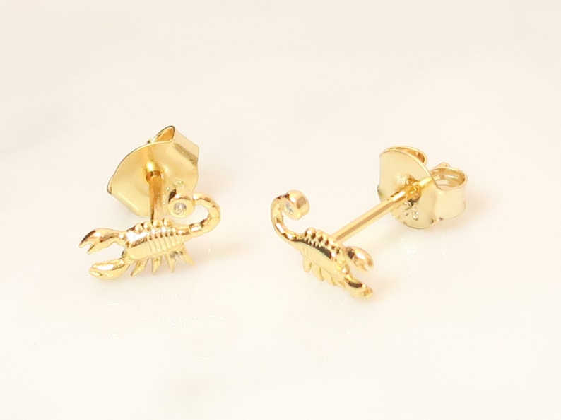 925 earrings minimal dainty stud earrings gold stud earrings pave studs scorpio cz studs scorpio studs delicate edgy gold studs
