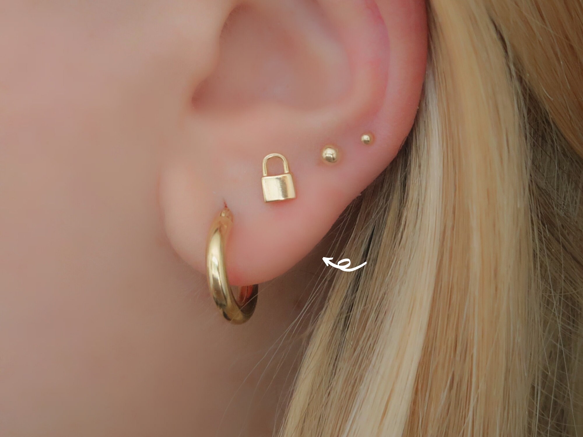 925 Earrings Tiny LOCK Studs Gold Stud Earrings Silver Etsy