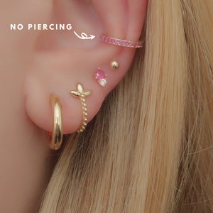 Brincos 925, brincos de argola de ouro, ear cuff, arco-íris, earcuff de ouro, turquesa, verde esmeralda, rosa, safira, sem piercing, argolas abertas, delicado