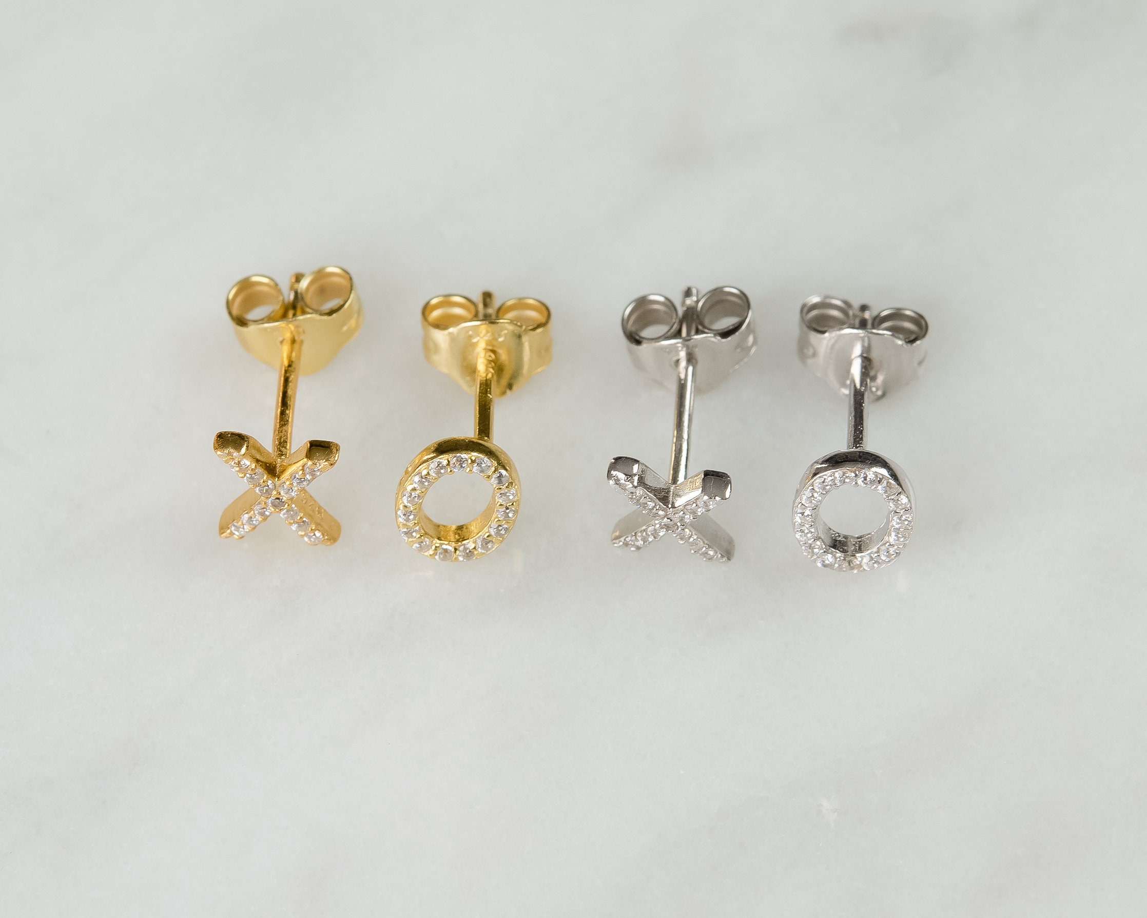 925 earrings XOXO studs gold stud earrings silver studs Etsy