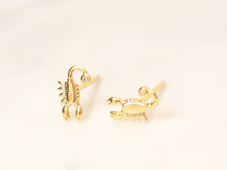 925 earrings minimal dainty stud earrings gold stud earrings pave studs scorpio cz studs scorpio studs delicate edgy gold studs