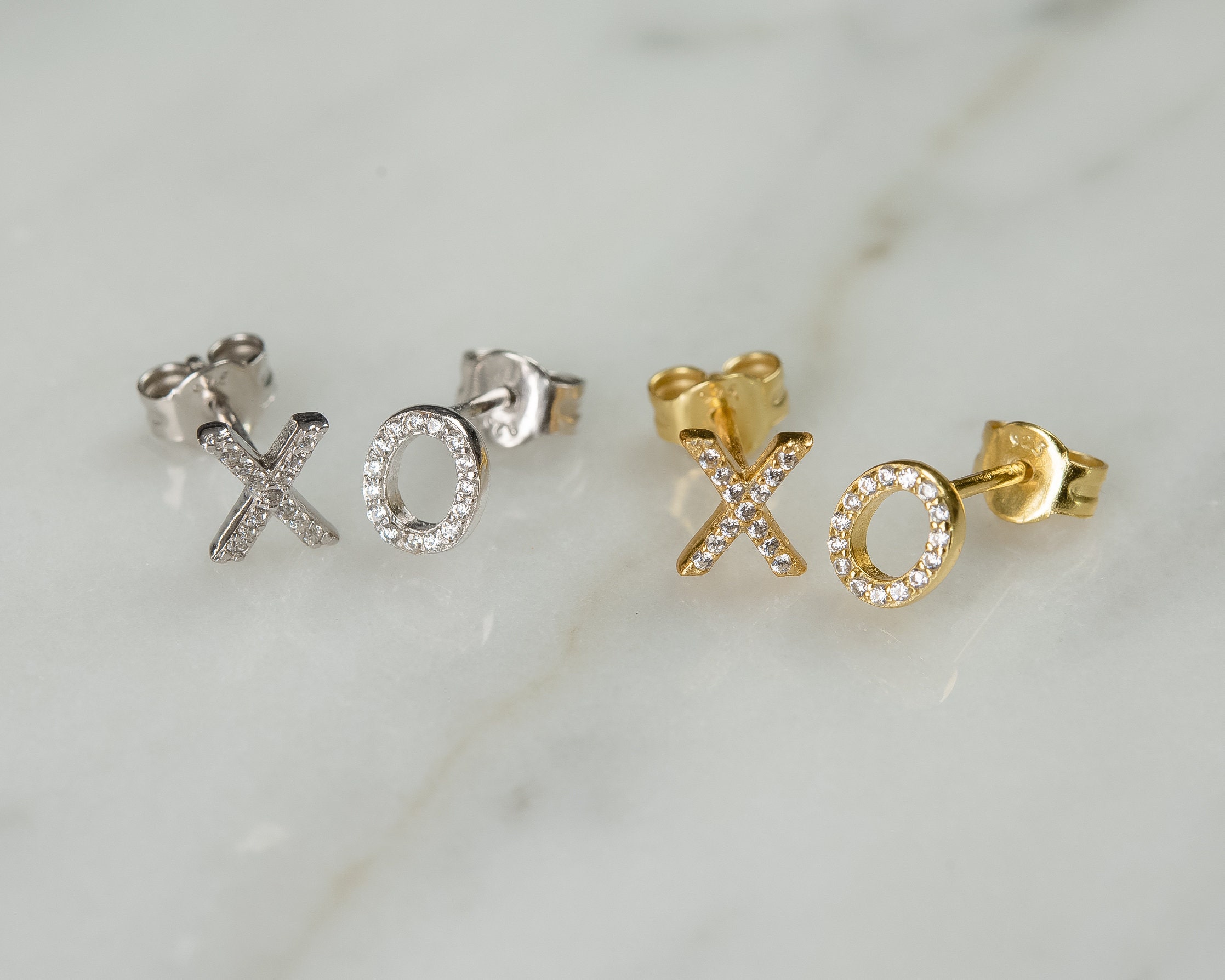 925 earrings XOXO studs gold stud earrings silver studs Etsy
