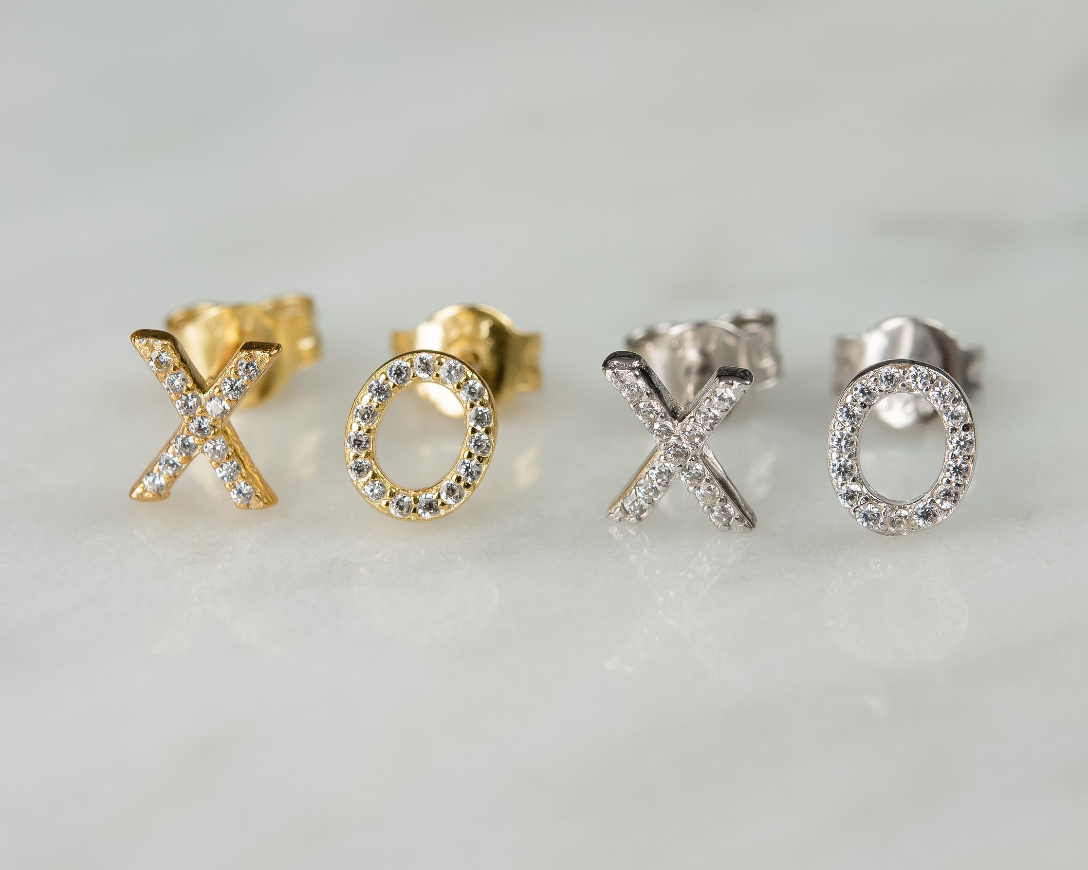 925 earrings XOXO studs gold stud earrings silver studs Etsy