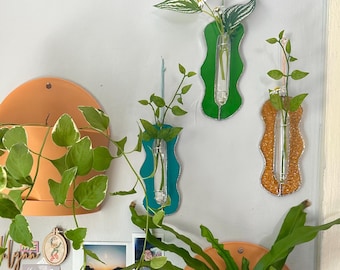 Stained glass plant propagation station suncatcher