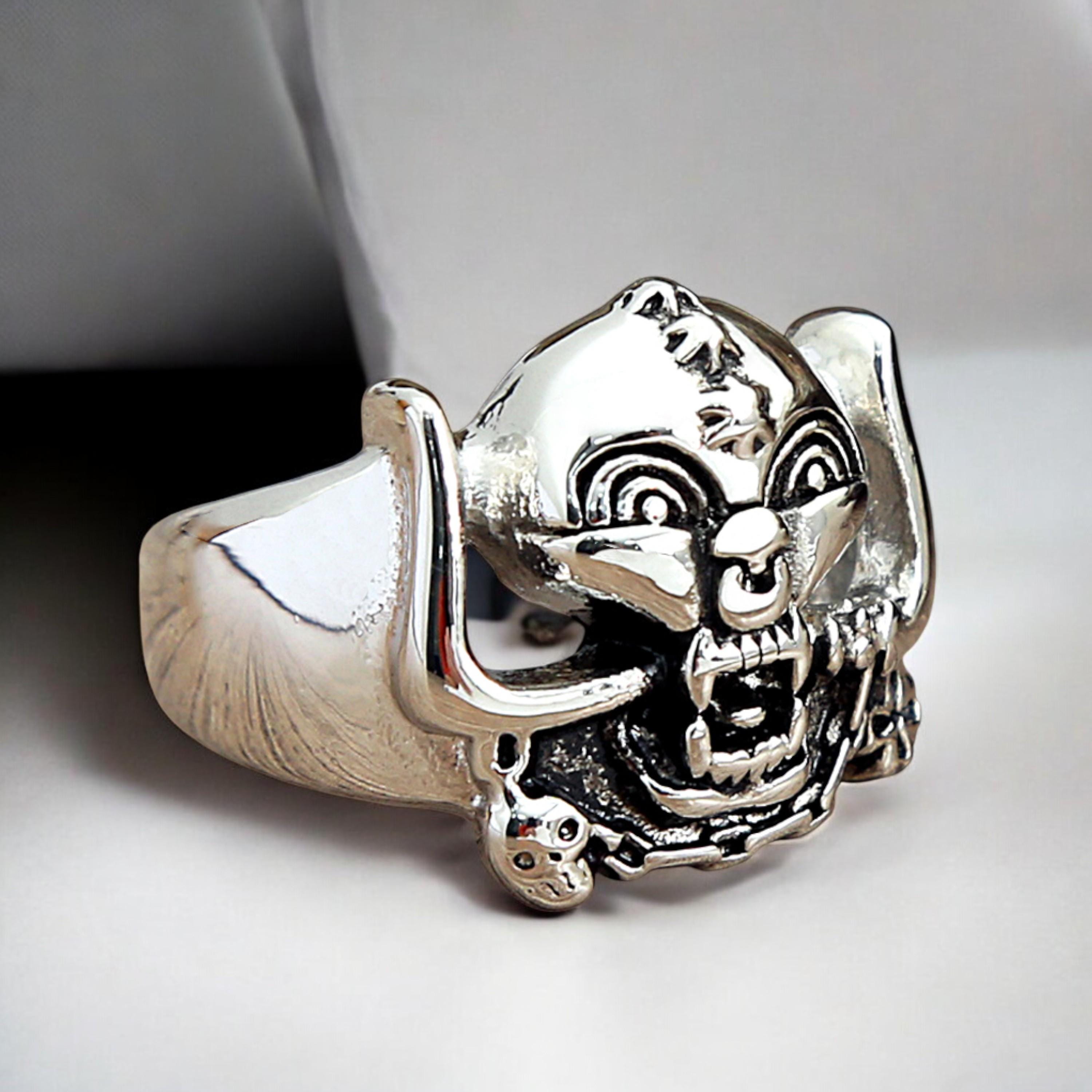 Sterling Silver Tiny Skull Ring, Skeleton Head Ring, Bold Biker Ring ...