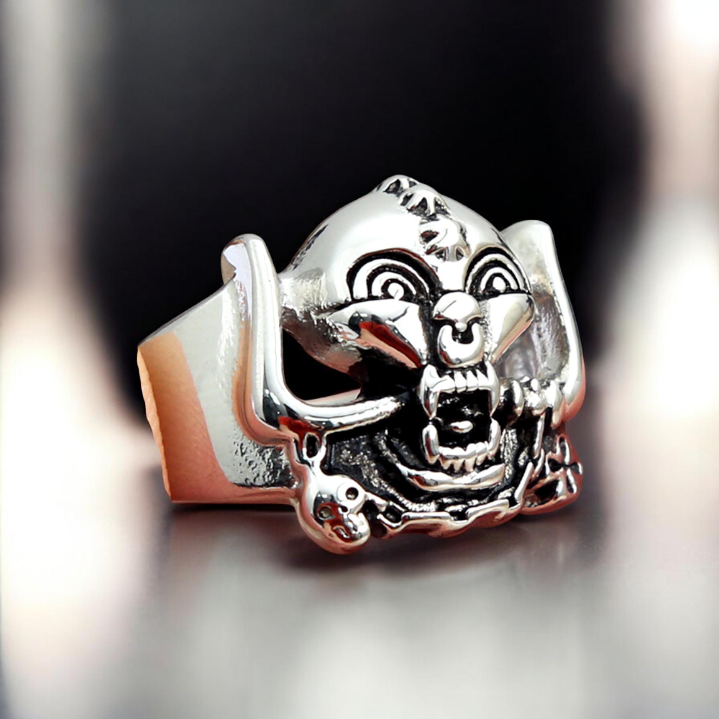 Sterling Silver Tiny Skull Ring, Skeleton Head Ring, Bold Biker Ring ...