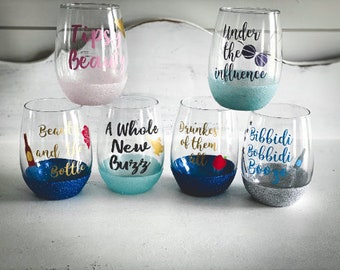 Disney Wine Glass Etsy