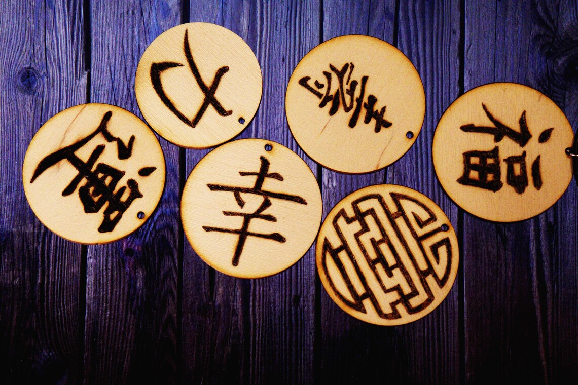 Japanese kanji fortune/luck symbol pendants necklaces Etsy