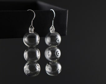 TRIO Blown and fused glass earrings, drop earrings, glass jewelry, design earrings, scandinavian design, sterling silver