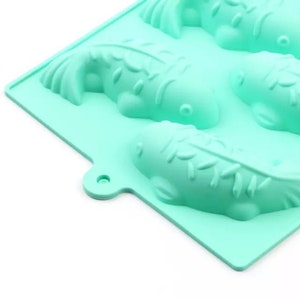 6 cavity soap mould mold for 3D Goldfish fish koi carp shape soap - approximately 75ml per cavity cake, candle, chocolate, resin - silicone