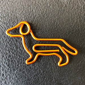 Set of 10 quality Sausage Dog Dachshund gold/copper coloured metal paper clips for stationary, cards, pictures, scrapbooking, art projects. image 6