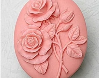 Gorgeous oval shaped rose silicone SOAP, sugar craft mould / mold 7.5 x 4.5 x 2.5cm approx 75ml capacity - melt and pour or cold process