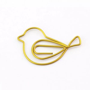 Set di 5 splendide graffette in metallo color oro a forma di pulcino-uccellino, ideali per cancelleria, biglietti, foto, scrapbooking e progetti artistici.
