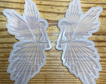 Pair of 3D flying, winged fairy angel nymph flute playing silicone mould - resin, chocolate, icing, decoration (17.3 x 10 x 0.9 cm deep)