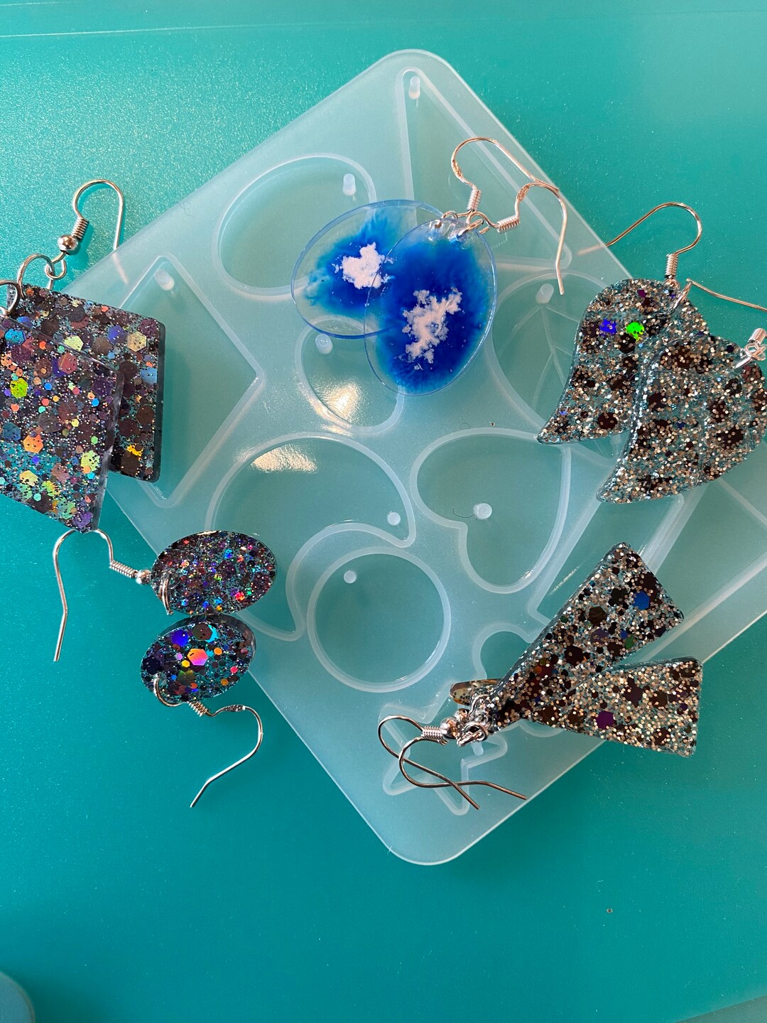 Pair of Silicone Resin Moulds / Mold Earrings, Jewellery, 14 Designs