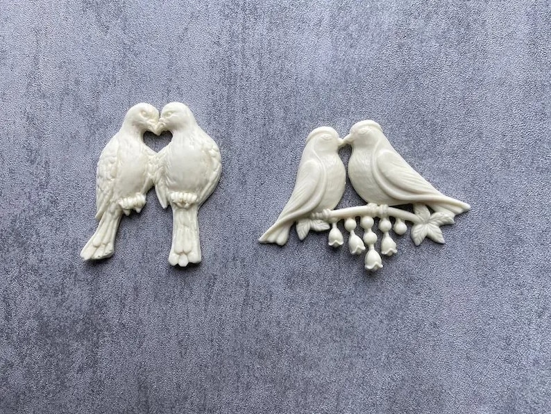 Beautiful detail Bird Lovebirds Eagle silicone fondant, clay, mould chocolate, icing, jewellery, resin please CHECK SIZE before buying image 7