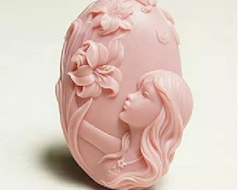 Oval shaped woman lady girl silicone SOAP, sugar craft mould / mold 7.5 x 4.5 x 2.5cm approx 75ml capacity - melt & pour or cold process