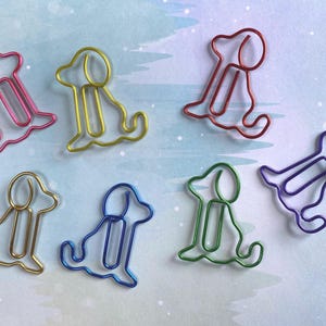 Ensemble de 8 trombones mignons, chiot, chien, chien pour papeterie, cartes, photos, scrapbooking, projets artistiques.  Couleurs mélangées aléatoires