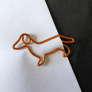 Set of 10 quality Sausage Dog Dachshund gold/copper coloured metal paper clips for stationary, cards, pictures, scrapbooking, art projects. image 5