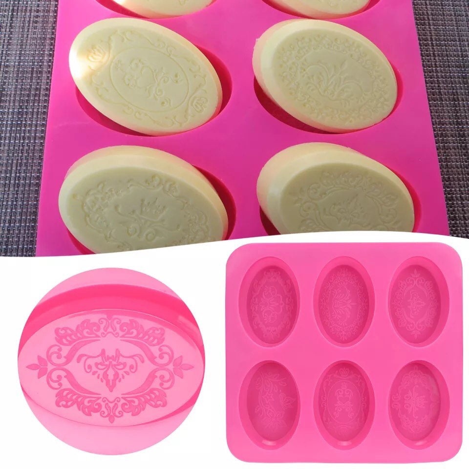 2 Pcs SJ Silicone Soap Molds, 12 Patterns Rectangle & Oval Silicone Molds  for Soap Making, Cake Baking Molds, BPA Free & Nonstick